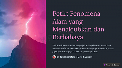 Penangkal petir adalah perangkat yang dirancang untuk melindungi bangunan, struktur, atau area tertentu dari kerusakan akibat sambaran petir. Penangkal ini bekerja dengan menyalurkan energi petir ke tanah secara aman, sehingga mengurangi risiko kerusakan dan bahaya.  Cara Kerja Penangkal Petir  Penangkal petir terdiri dari beberapa komponen utama:  1. Batang penangkal petir (air terminal): Ditempatkan di puncak bangunan untuk menangkap petir.   2. Kabel penghantar: Menghubungkan batang penangkal petir ke tanah dan menyalurkan arus listrik dengan aman.   3. Grounding: Sebagai tempat pelepasan arus petir ke tanah, grounding harus terpasang dengan baik untuk memastikan keselamatan.    Ketika petir menyambar, energi listriknya dialirkan melalui kabel penghantar menuju grounding, sehingga mencegah kerusakan pada bangunan dan peralatan.   ---  Manfaat Penangkal Petir  1. Perlindungan terhadap Kerusakan Bangunan  Mengurangi risiko kerusakan fisik pada bangunan akibat sambaran petir, seperti kebakaran atau retak pada dinding.    2. Keamanan Penghuni  Melindungi penghuni dari cedera atau kematian akibat sambaran petir langsung atau tidak langsung.    3. Perlindungan Peralatan Elektronik  Mencegah kerusakan pada perangkat elektronik seperti komputer, televisi, dan alat rumah tangga yang rentan terhadap lonjakan arus listrik akibat petir.    4. Mengurangi Risiko Kebakaran  Sambaran petir dapat memicu kebakaran, terutama jika mengenai material yang mudah terbakar. Penangkal petir membantu mencegah hal ini.    5. Meningkatkan Nilai Keamanan Properti  Properti yang dilengkapi dengan penangkal petir cenderung lebih aman dan memiliki nilai perlindungan tambahan.    6. Mengurangi Gangguan Operasional  Dalam lingkungan bisnis atau industri, penangkal petir membantu memastikan kelangsungan operasional dengan melindungi infrastruktur penting.      ---  Tips Memasang Penangkal Petir  1. Pilih Penangkal Petir yang Sesuai  Ada berbagai jenis penangkal petir seperti konvensional, elektrostatis, atau sistem ESE (Early Streamer Emission). Pilih sesuai kebutuhan dan anggaran.    2. Pasang di Titik Tertinggi  Penangkal petir harus dipasang pada titik tertinggi bangunan untuk menangkap sambaran petir dengan efektif.    3. Gunakan Jasa Profesional  Instalasi harus dilakukan oleh ahli untuk memastikan grounding dan komponen lain terpasang dengan benar.    4. Periksa Secara Berkala  Lakukan inspeksi rutin untuk memastikan penangkal petir tetap berfungsi dengan baik, terutama grounding-nya.     Dengan penangkal petir yang terpasang dengan benar, risiko akibat sambaran petir dapat diminimalkan, menjaga keselamatan, dan melindungi properti dari kerugian.